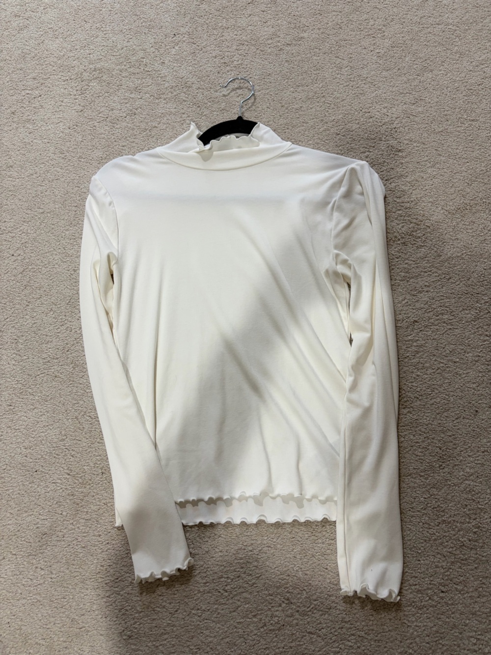 J crew Cream Long Sleeve Scallop turtleneck Top